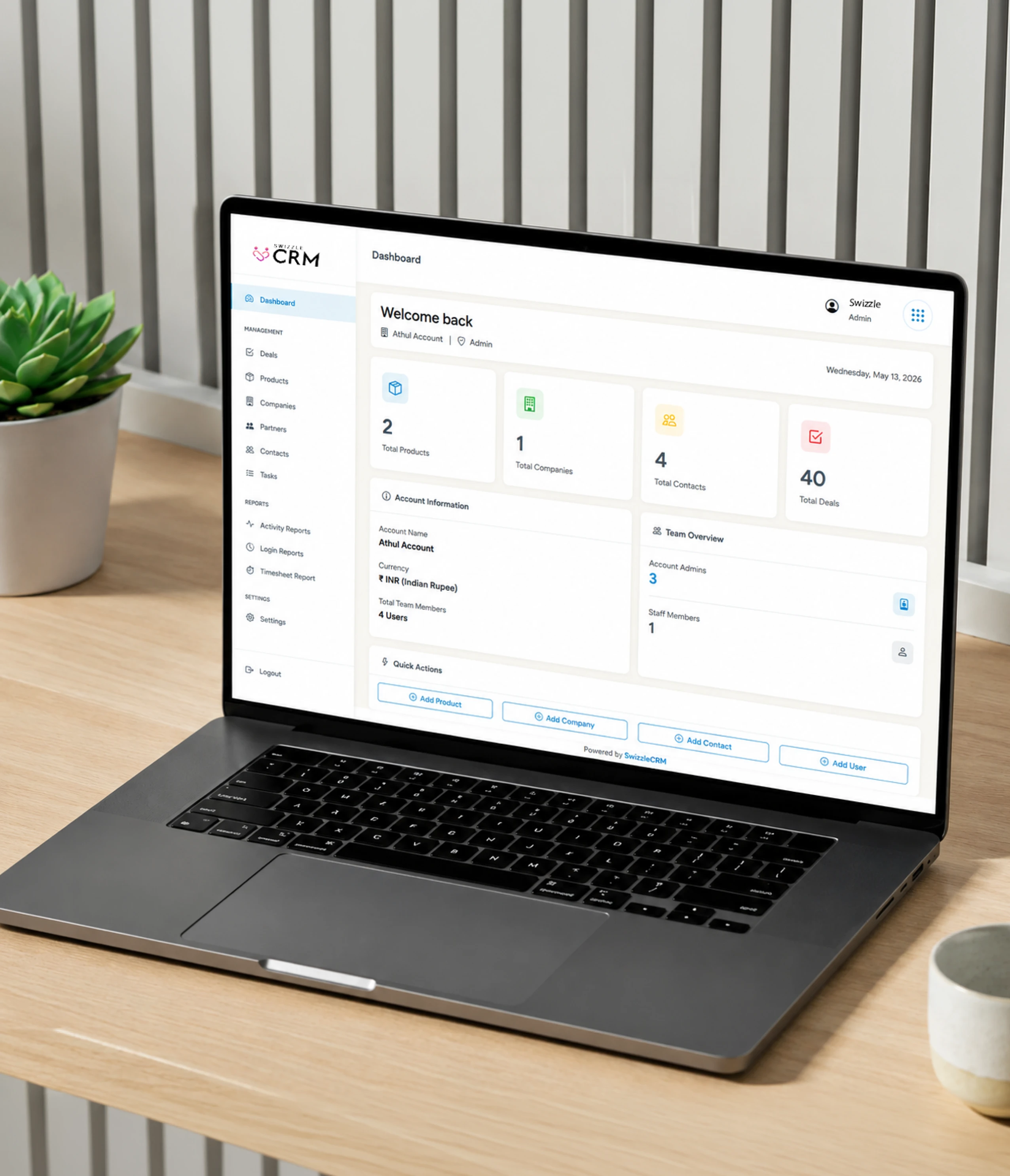 SwizzleCRM — work management product showcase